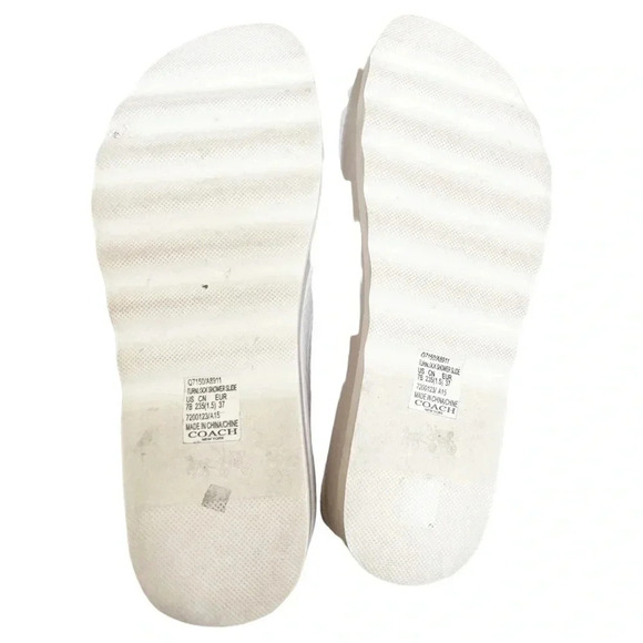 Coach Turnlock Shower Slide Platform Sandals White 7B - Picture 11 of 14